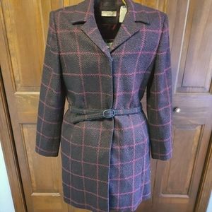 Vintage i.e wool blend plaid pea coat